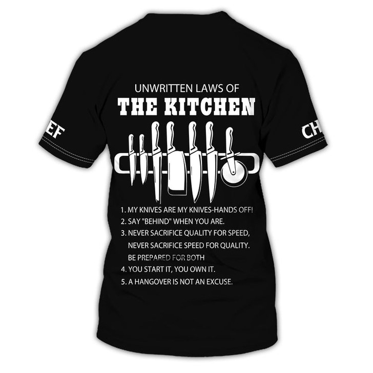 FUNSTUFFPRINT Chef Personalized Shirt Chef Apparel Chef Wear Cook Shirts Chef Uniform Black & White 3D T-shirt