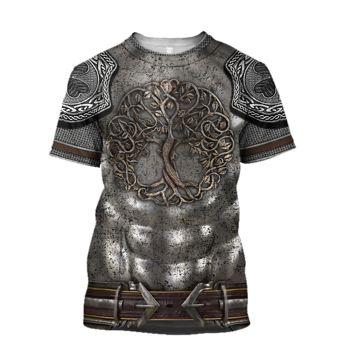 FUNSTUFFPRINT Irish Armor Warrior Knight Chainmail Shirts For Men and Women, Gift For St Patrick Day Shirt 3D T-shirt