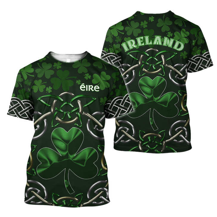 FUNSTUFFPRINT Dilypod Irish Saint Patrick's Day Shamrock Celtic Cross Hoodie T-Shirt Sweatshirt Pi 3D T-shirt