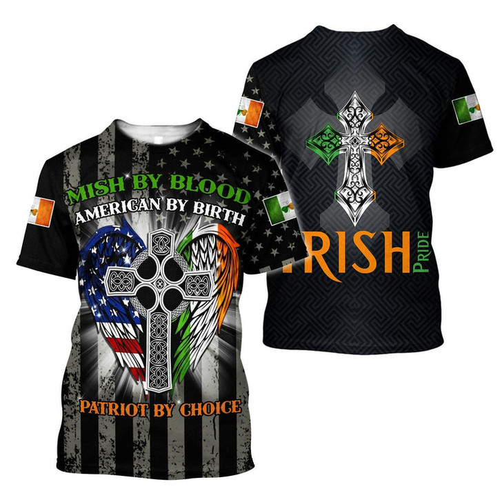 FUNSTUFFPRINT Irish Pride St Patrick Day 3D Shirt, Coolspod St. Patrick's Day American Flag Shirt, USA Flag Shirt, Lucky Shirt 3D T-shirt