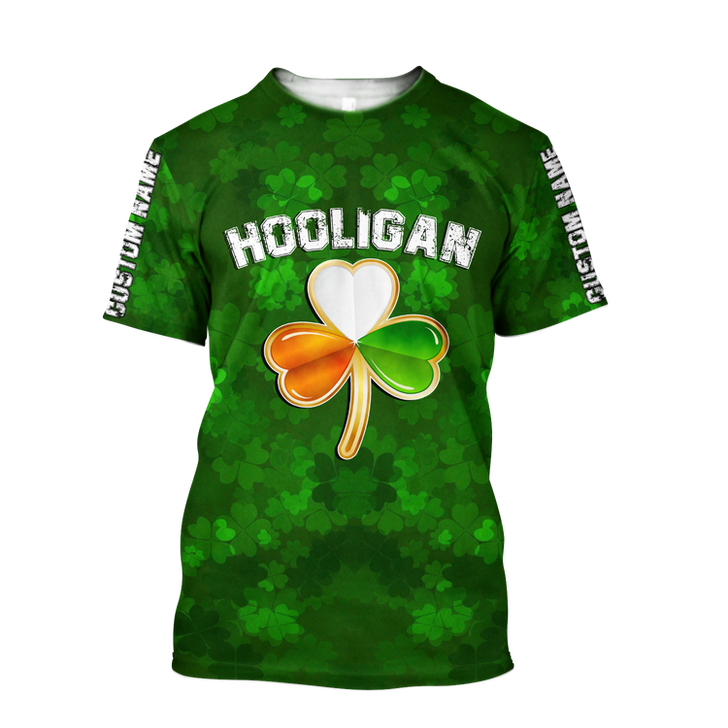FUNSTUFFPRINT Personalized Hooligan Irish St Patrick Day Unisex Shirt, Irish Hooligan Stay True Till Death Hoodie For Men 3D T-shirt