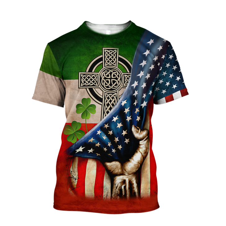 FUNSTUFFPRINT St Patrick's Day USA Flag 3D Shirt, St Patrick's Day Shirt, American Flag Shirt, Saint Patrick's Day Shirt, Irish Shirt, USA Flag Shirt 3D T-shirt