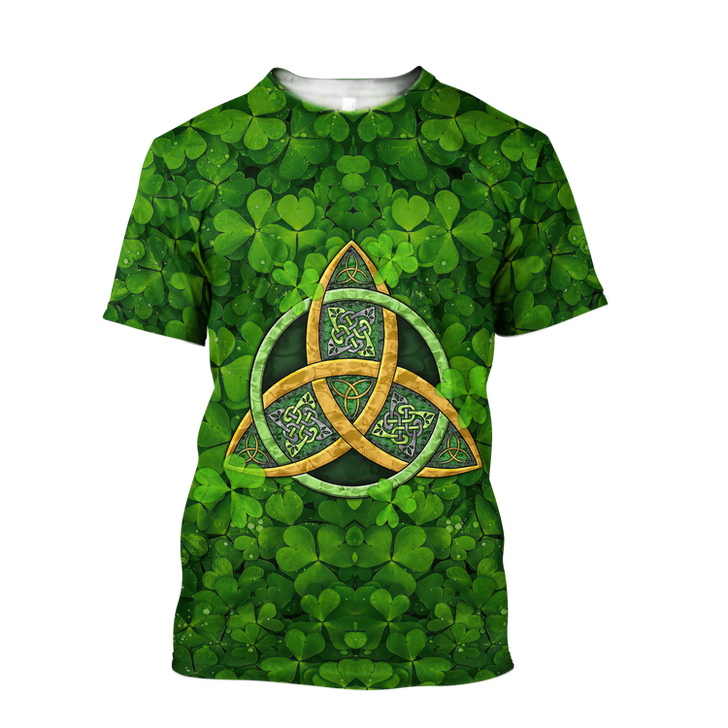 FUNSTUFFPRINT St Patrick's Day Pattern Shamrock Shirt, Shamrock All Over Print Shirt, Gift For Patrick's Day 3D T-shirt
