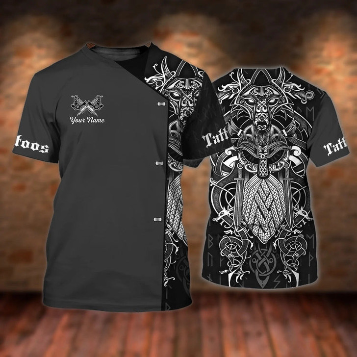 FUNSTUFFPRINT Custom Tattoo Viking Shirt Men, Tattoo Artist Gift For Him, 3D Shirt For Tattoo Shop 3D T-shirt