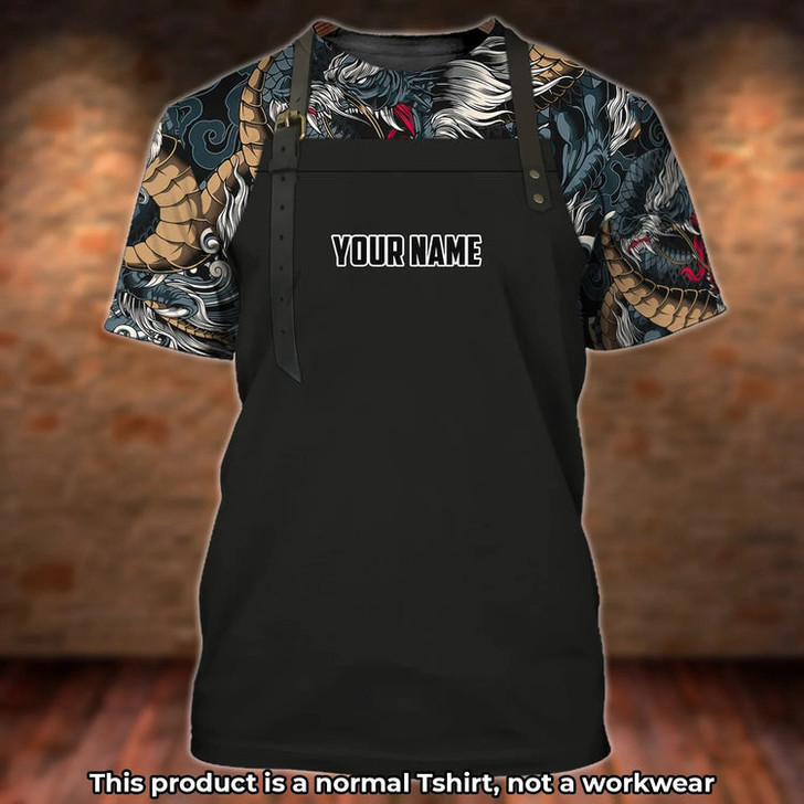 FUNSTUFFPRINT Personalized 3D All Over Print Dragon Tattoo Shirt, Tattoo Ship Uniform, Gift For Tattoo Lover 3D T-shirt