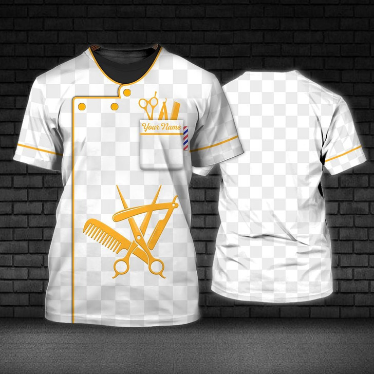 FUNSTUFFPRINT Custom 3D Printed Barber T Shirt For Men Women, Barber White Shirts, Barber Love Apparel 3D T-shirt