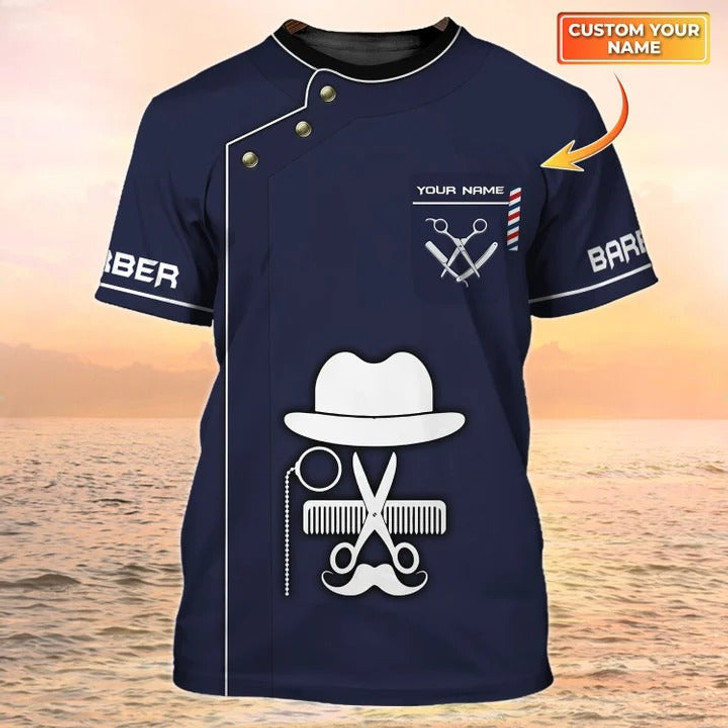 FUNSTUFFPRINT Old School Barber Shirt Barber Apparel Classic Barber Shop Uniform Gift For Barber 3D T-shirt