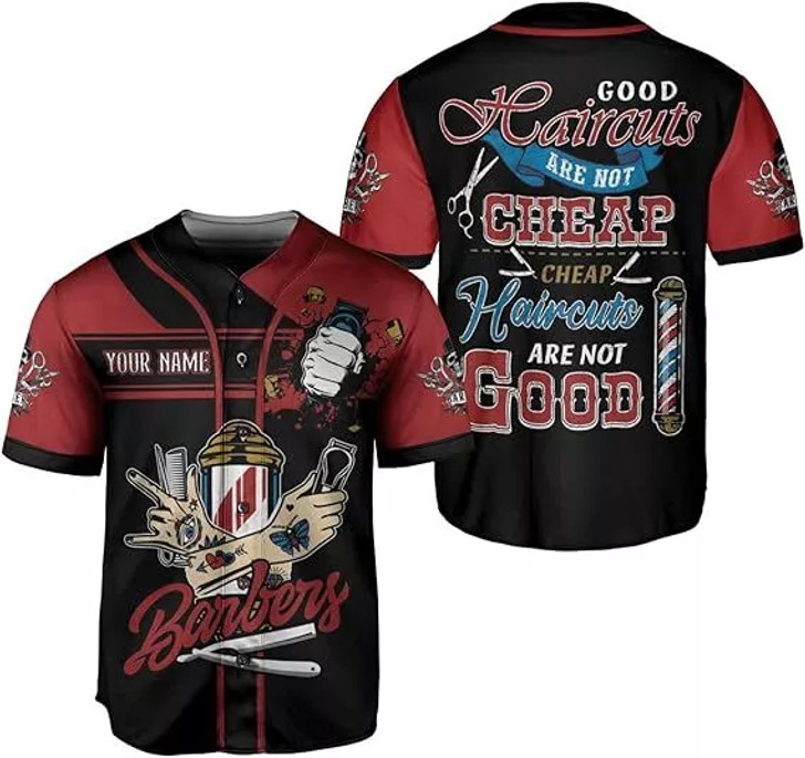 Custom Barber Shop Baseball Jersey Custom Name Shirt 3D  Scis