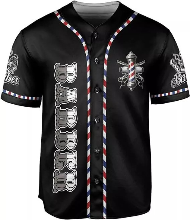 Custom Barber Shop  Custom Name Shirt 3D for Men Women Scis Baseball Jersey