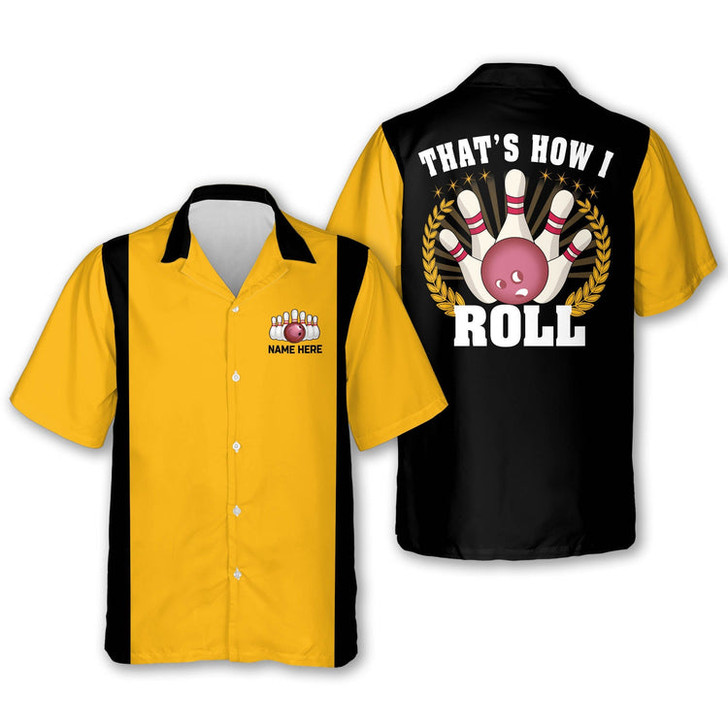 Custom That's How I Roll Hawaiian Bowling Shirt for Men, Custom name bowling player shirt
