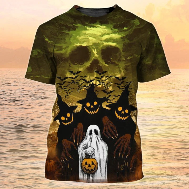 FUNSTUFFPRINT Mens Halloween Shirt, Halloween Ghost All Over Print Tshirts, Halloween 3D Shirts For Adults 3D T-shirt