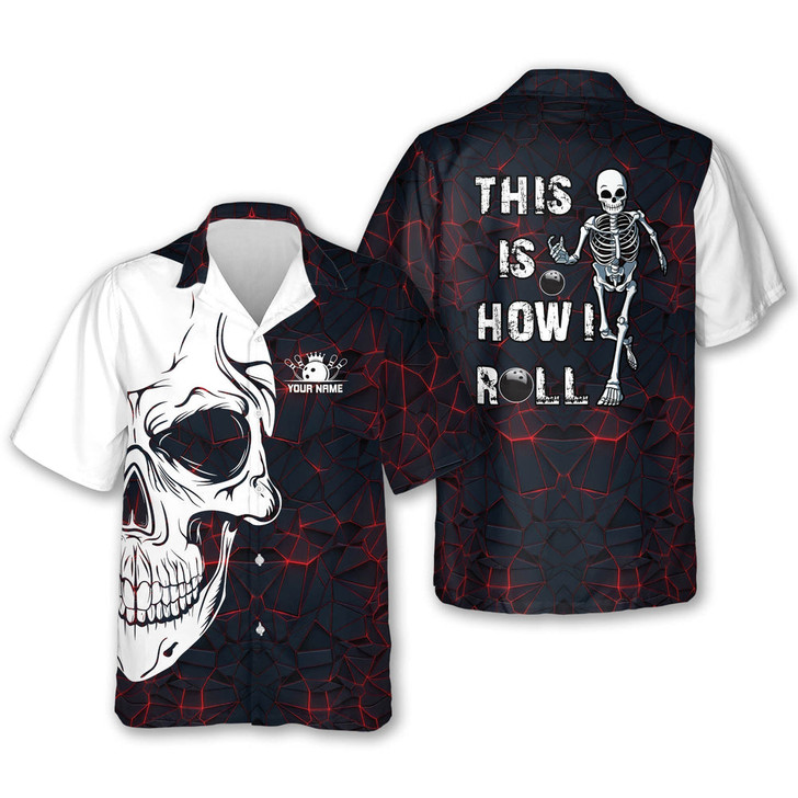 Custom Personalized bowling skull Hawaiian shirt for men, Bowling This is how i roll