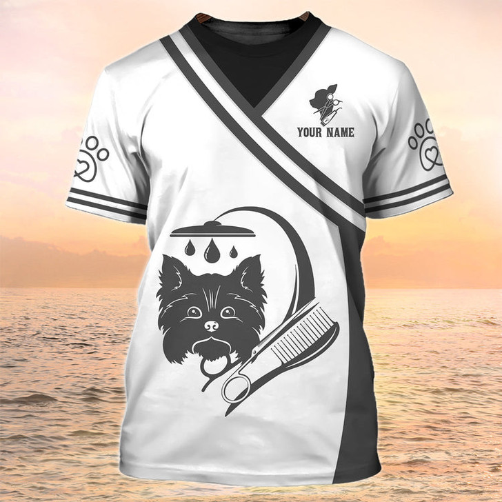 FUNSTUFFPRINT Dog Groomer Shirts Grooming Custom T Shirt Grooming Apparel Pet Salon Uniform 3D T-shirt