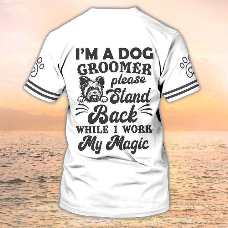 FUNSTUFFPRINT Dog Groomer Shirts Grooming Custom T Shirt Grooming Apparel Pet Salon Uniform 3D T-shirt