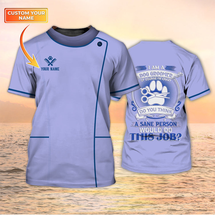 FUNSTUFFPRINT Dog Groomer T Shirt Grooming Custom Shirts Pet Salon Uniform 3D T-shirt