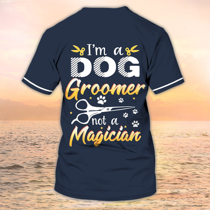 FUNSTUFFPRINT Grooming Apparel Am Dog Groomer Personalized Name 3D Tshirt Pet Grooming Salon Uniform 3D T-shirt
