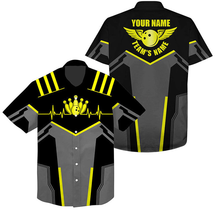 Custom Bowling Hawaiian Shirt custom name and team name Bowling Ball and Pins, team bowling shirts