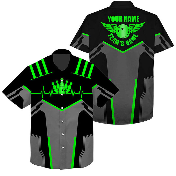Custom Bowling Hawaiian Shirt custom name and team name Bowling Ball and Pins, team bowling shirts