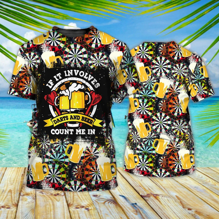 FUNSTUFFPRINT Customized 3D Dart And Beer T Shirt Vintage Dart Shirt Dart Player Team Uniform 3D T-shirt