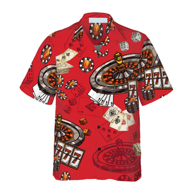 Casino Pattern Red Background Red Hawaiian Shirt