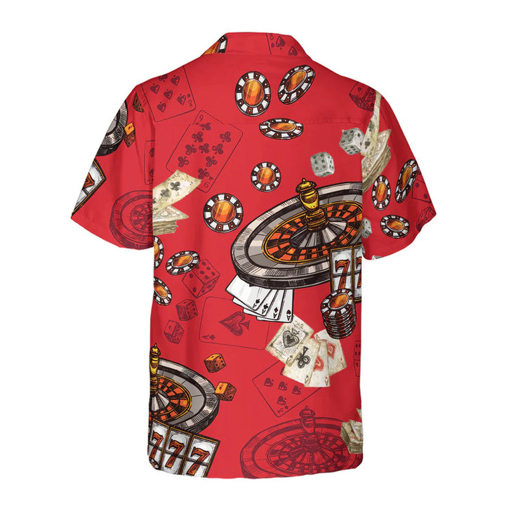 Casino Pattern Red Background Red Hawaiian Shirt