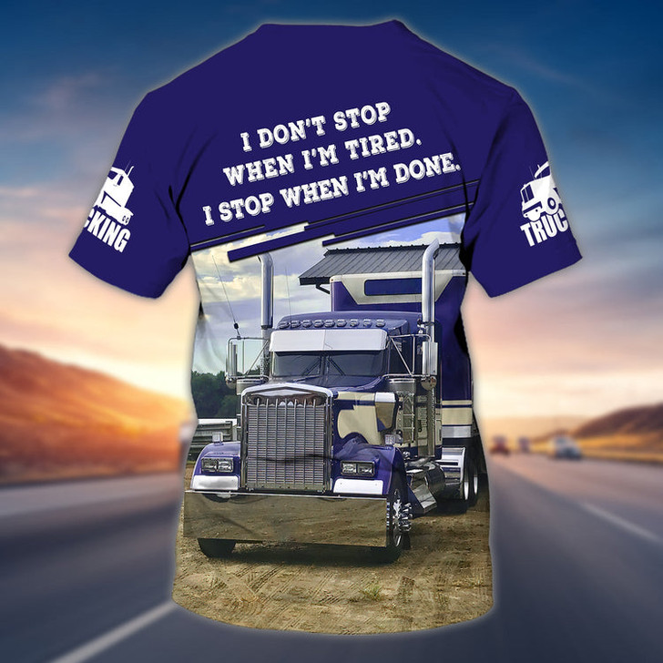 FUNSTUFFPRINT Customized 3D All over Print Truck On Shirt Blue Trucker Man T Shirt Trucker Uniform Coolspod 3D T-shirt