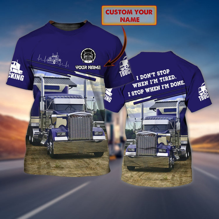 FUNSTUFFPRINT Customized 3D All over Print Truck On Shirt Blue Trucker Man T Shirt Trucker Uniform Coolspod 3D T-shirt
