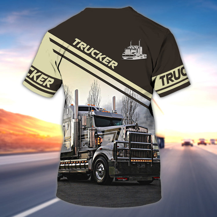 FUNSTUFFPRINT Personalized Cute Truck Driver T Shirt 3D Shirt For Trucker Man Oversize Trucker Shirts 3D T-shirt