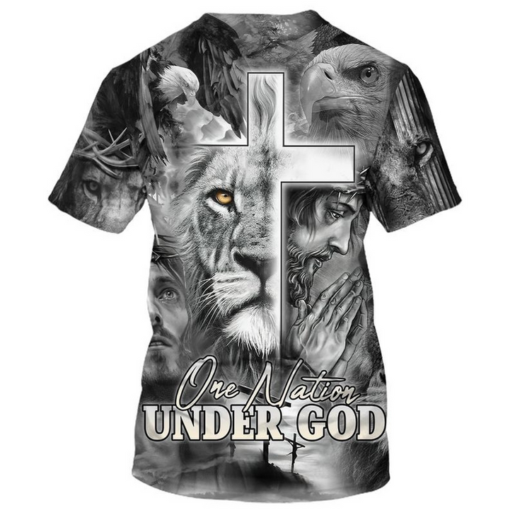 FUNSTUFFPRINT 3D Full Printed Black And White Nation Under God Shirts Coolspod 3D T-shirt