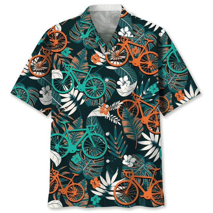 Cycling Flower Tropical Hawaiian Shirt, Funny Cycling Shirt, Cycling Shirt, Cyclist Shirt, Bicycle Gift, Biking Gift, Bike Gift