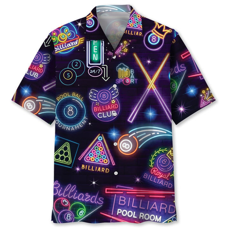 Billiard Neon Hawaiian Shirt, Billiard team Hawaiian shit for men, Gift for billiard player