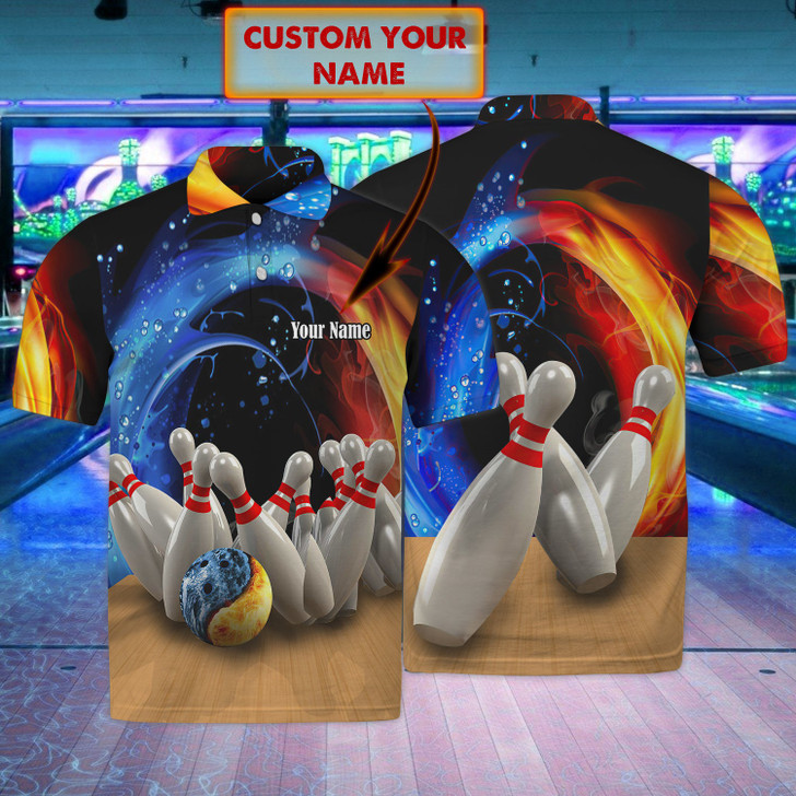 FUNSTUFFPRINT BOWLING  3D All Over Print Polo Shirt Size S-5XL