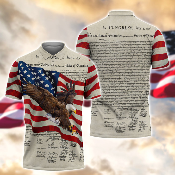 FUNSTUFFPRINT  Eagle 3D All Over Print Polo Shirt Size S-5XL