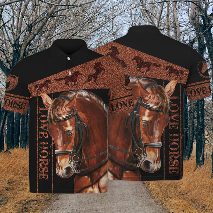 FUNSTUFFPRINT Love Horse 3D All Over Print Polo Shirt Size S-5XL