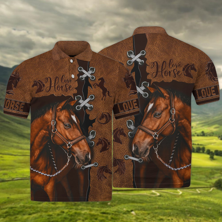 FUNSTUFFPRINT Love Horse 3D All Over Print Polo Shirt Size S-5XL