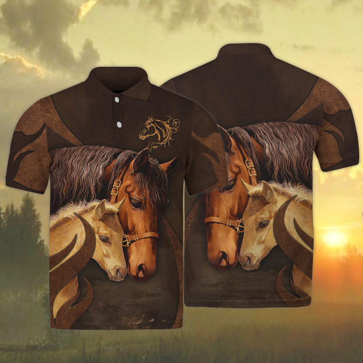 FUNSTUFFPRINT Love Horse 3D All Over Print Polo Shirt Size S-5XL