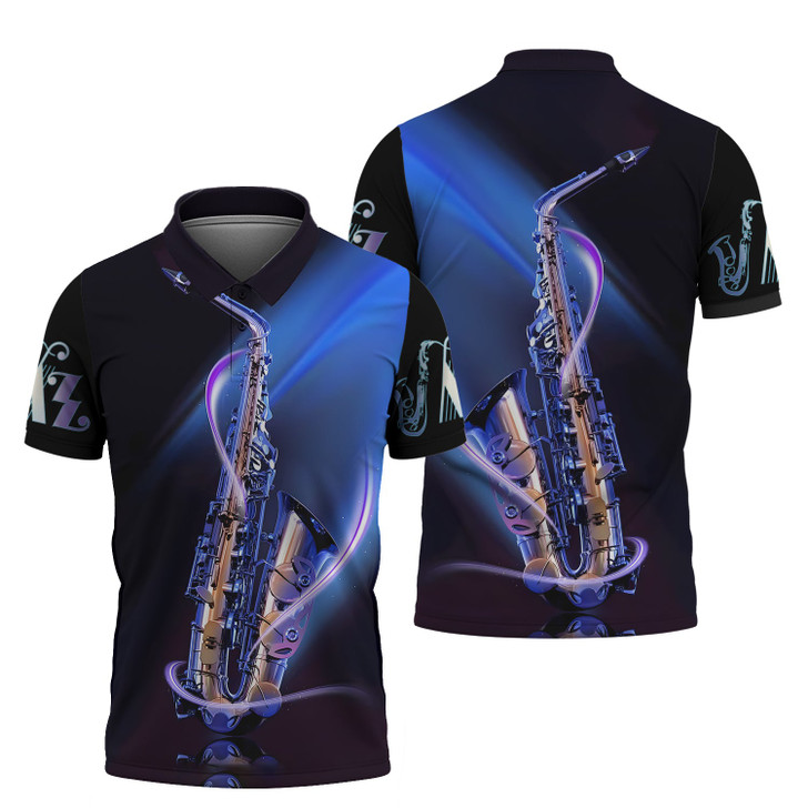 FUNSTUFFPRINT Saxophone Jazz  3D Polo Shirt