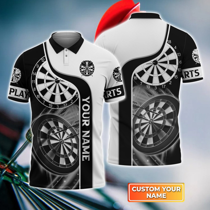 FUNSTUFFPRINT Darts Player Personalized Name 3D Polo Shirt For Darts Player