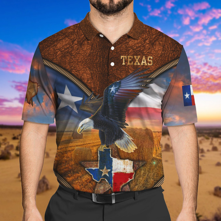 FUNSTUFFPRINT  Eagle Texas   3D All Over Print Polo Shirt Size S-5XL