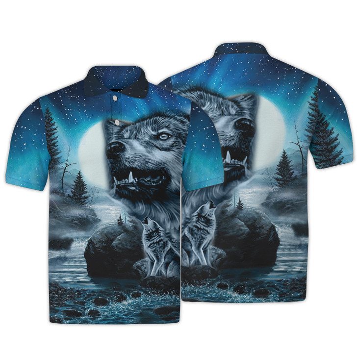 FUNSTUFFPRINT Wolf Colorful 3D All Over Print Polo Shirt Size S-5XL