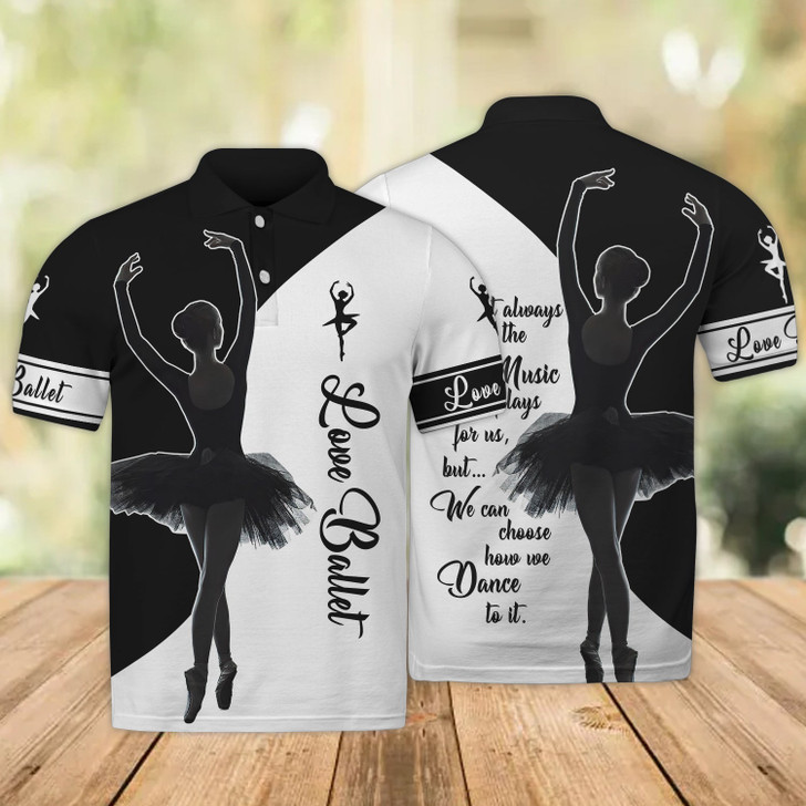 FUNSTUFFPRINT  Ballet Dancer - Personalized Name  Polo Shirt Size S-5XL