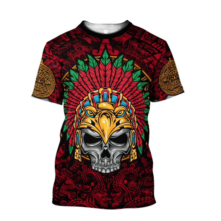 FUNSTUFFPRINT Aztec Eagle Warrior Skull 3D All Over Printed Unisex Shirts Coolspod 3D T-shirt
