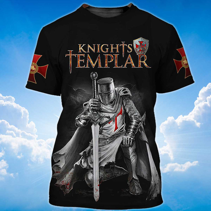 FUNSTUFFPRINT Knights Templar Pain Is Your Friend T Shirt Templar Warrior Shirt Men Women 3D T-shirt