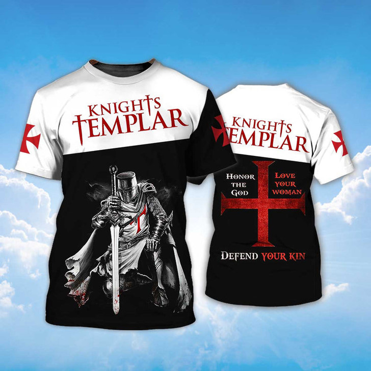 FUNSTUFFPRINT Cool Knight Templar Honor Shirt The God 3D Full Printed Premium T Shirt 3D T-shirt