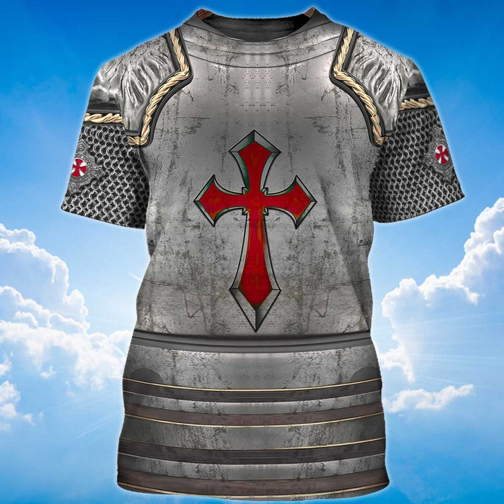 FUNSTUFFPRINT Best Knight Templar Warrior Armor T Shirt 3D T-shirt
