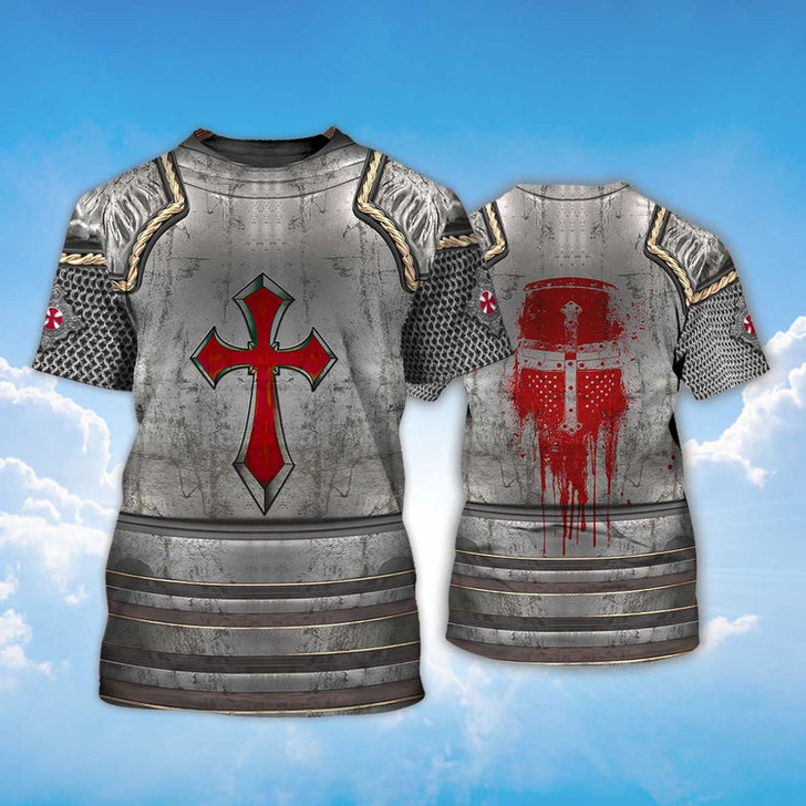 FUNSTUFFPRINT Best Knight Templar Warrior Armor T Shirt 3D T-shirt