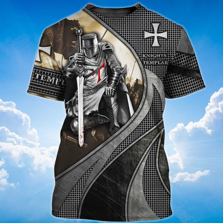 FUNSTUFFPRINT Knight Templar Man Of God Warrior Of Christ T Shirt 3D T-shirt