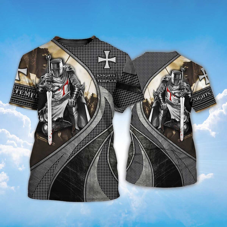 FUNSTUFFPRINT Knight Templar Man Of God Warrior Of Christ T Shirt 3D T-shirt