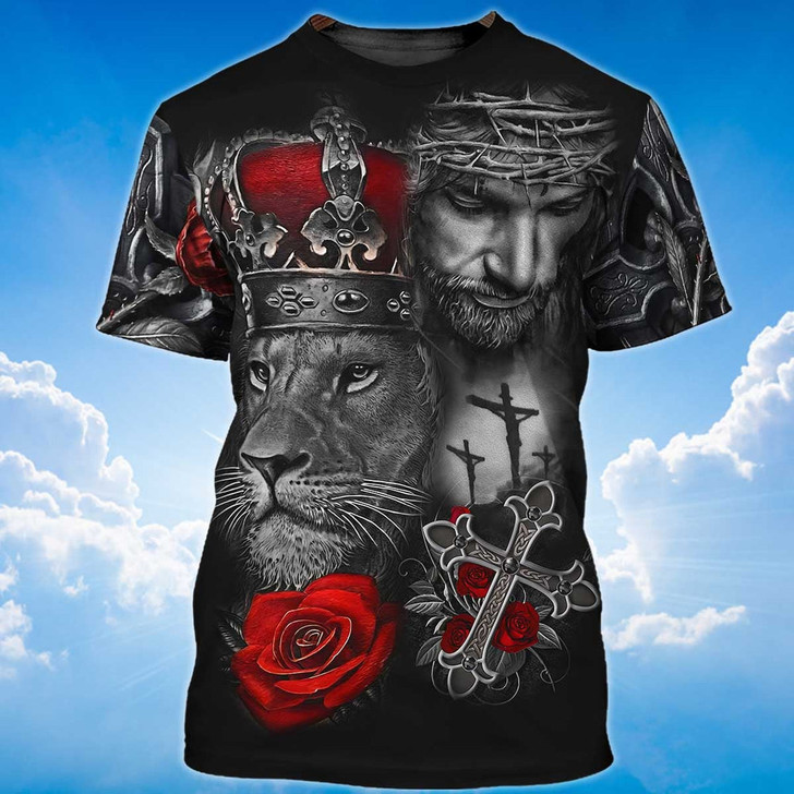 FUNSTUFFPRINT Knight Templar Lion A Child Of God T Shirt Coolspod 3D T-shirt