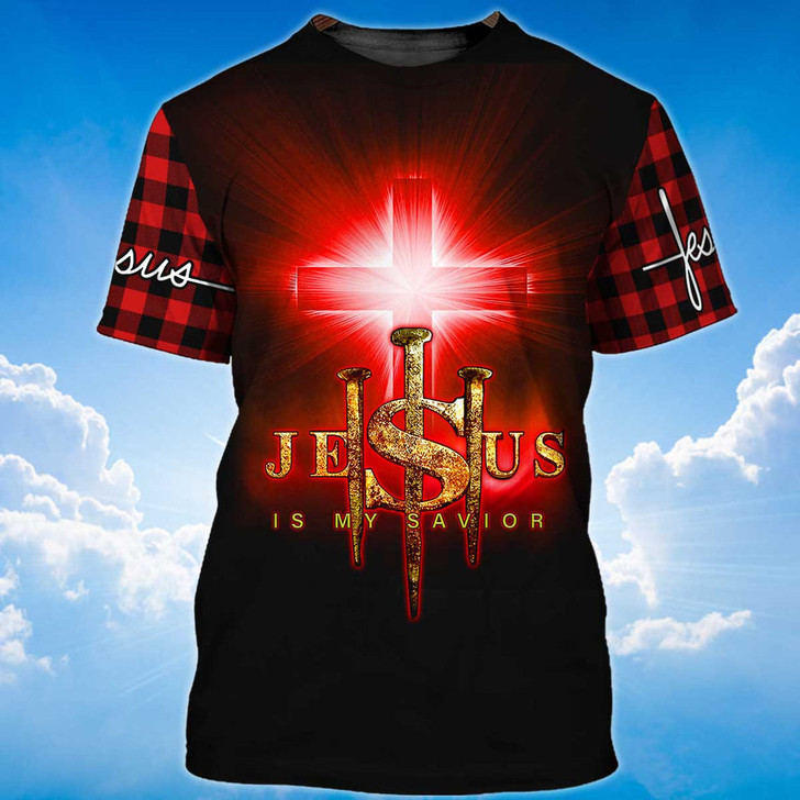 FUNSTUFFPRINT Jesus Is My Savior Shirt Christian Tshirt Men Women 3D T-shirt